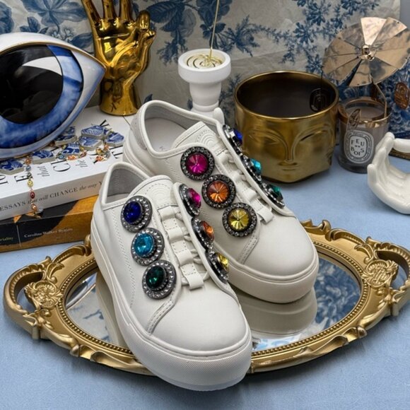 🆕 KURT GEIGER LONDON 🧿 NWOB Laney Octavia Sneaker, White Leather, Sz 36 US 6 - Picture 7 of 16